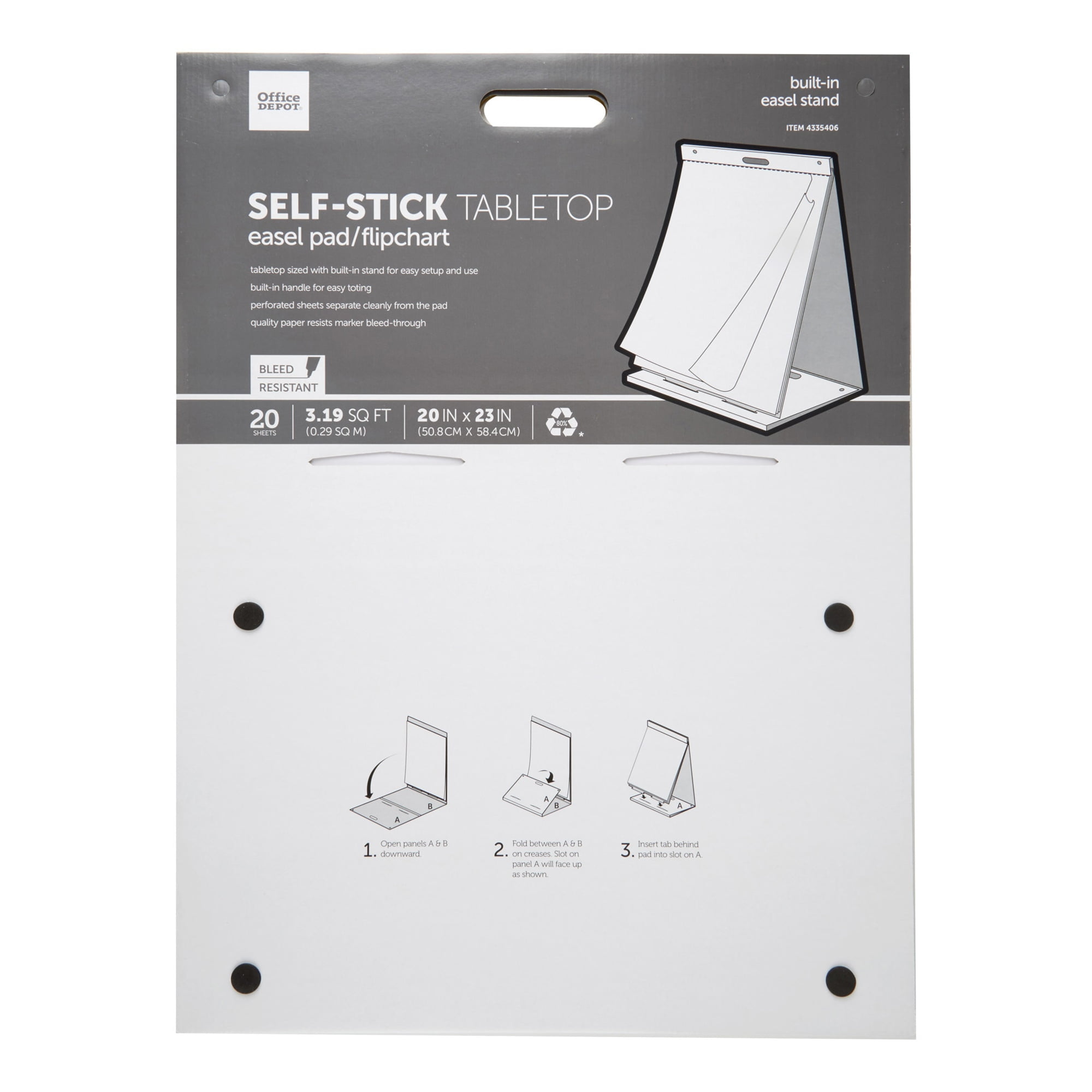 Office Depot Brand Easel Pad 20 x 23 Tabletop with Built In Stand