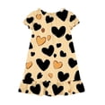 thumbnail image 4 of Atogsazn Girls Summer Hearts Nightgown Kids Flowy Ruffle Short Sleeve Loose Fit Dress Dressy Casual Dress Brown 4-5 Years Fashion, 4 of 9