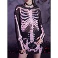 thumbnail image 2 of Michellecmm Women's Halloween Long Mesh Tops Long Sleeve Crewneck Skull Print Gothic T-shirt, 2 of 8