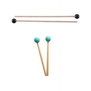 4Pcs Soft Rubber Sticks Wood Handle Mallets for Glockenspiel Xylophone Parts, Black & Green