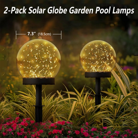 Postlucky 2-Pack 7" Solar Cordless Globe Floating Pool Lamps, IP66 Waterproof Outdoor Decorative Lights for Pool Garden Lawn Parties