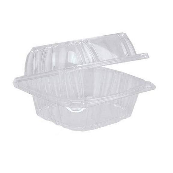 Pactiv YCI82160 Sensation Smartlock Clear OPS Polystyrene Hinged-Lid Sandwich Container 6 Inch Wide x 3.1 Inch High - Pack of 10