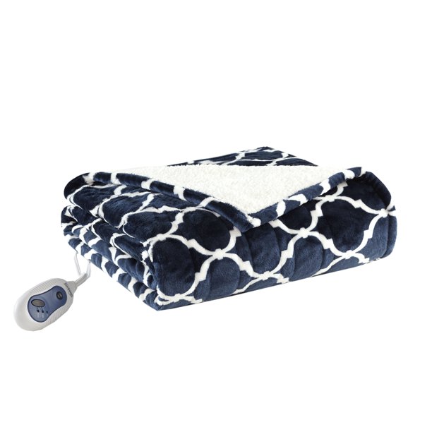 Beautyrest Ogee Sherpa Oversized Heated Electric Snuggle Wrap Throw