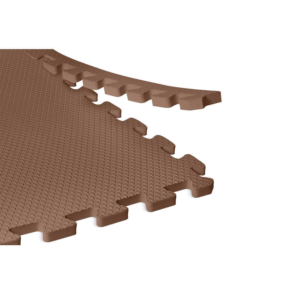 Norsk Brown 24 in. x 24 in. EVA Foam Non-Toxic Solid Color Interlocking Tiles, 30 Tiles
