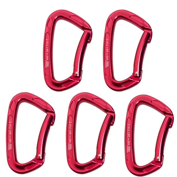 Mosquetón de escalada para montañismo al aire libre, puerta doblada de 24KN, montañismo, rappel, rescate, espeleología, bloqueo de aluminio, 2/5 Uds.