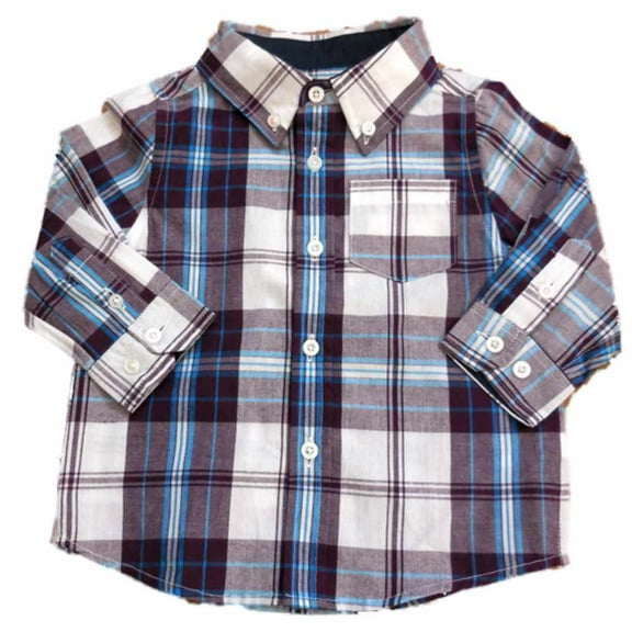 G-Cutee Infant Boys Purple Plaid Button Up Shirt 3-6m