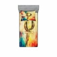 thumbnail image 2 of Ambesonne Colorful Fitted Sheet & Pillow Sham Set, Vintage Grunge Parrot, Full, Multicolor, 2 of 3