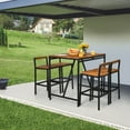 thumbnail image 3 of Gymax 5PCS Patio Bar Table Set PE Rattan High-Dining Bistro Set w/ Acacia Wood Top, 3 of 10