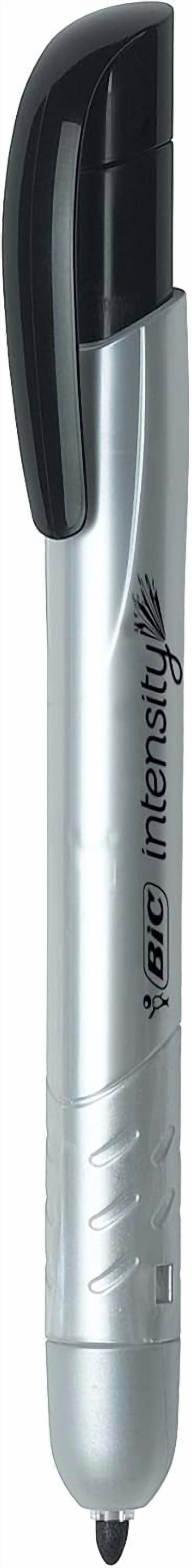 BIC Intensity Retractable Permanent Markers, Fine Bullet Tip, Black, 12-Count Pack, Markers for Teachers and Office Supplies