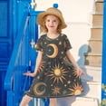 thumbnail image 6 of FORMRS Girls Short Sleeve Dress Summer Casual Round Neck A-line Beach Sundress, Sizes 2T-8T, Sun Moon and Stars Pattern, 6 of 8