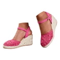 thumbnail image 3 of YLYL Women's Espadrilles Sandals Ankle Strap Buckle Closed Toe Platform Wedge Heel Summer Sandals, 3 of 9