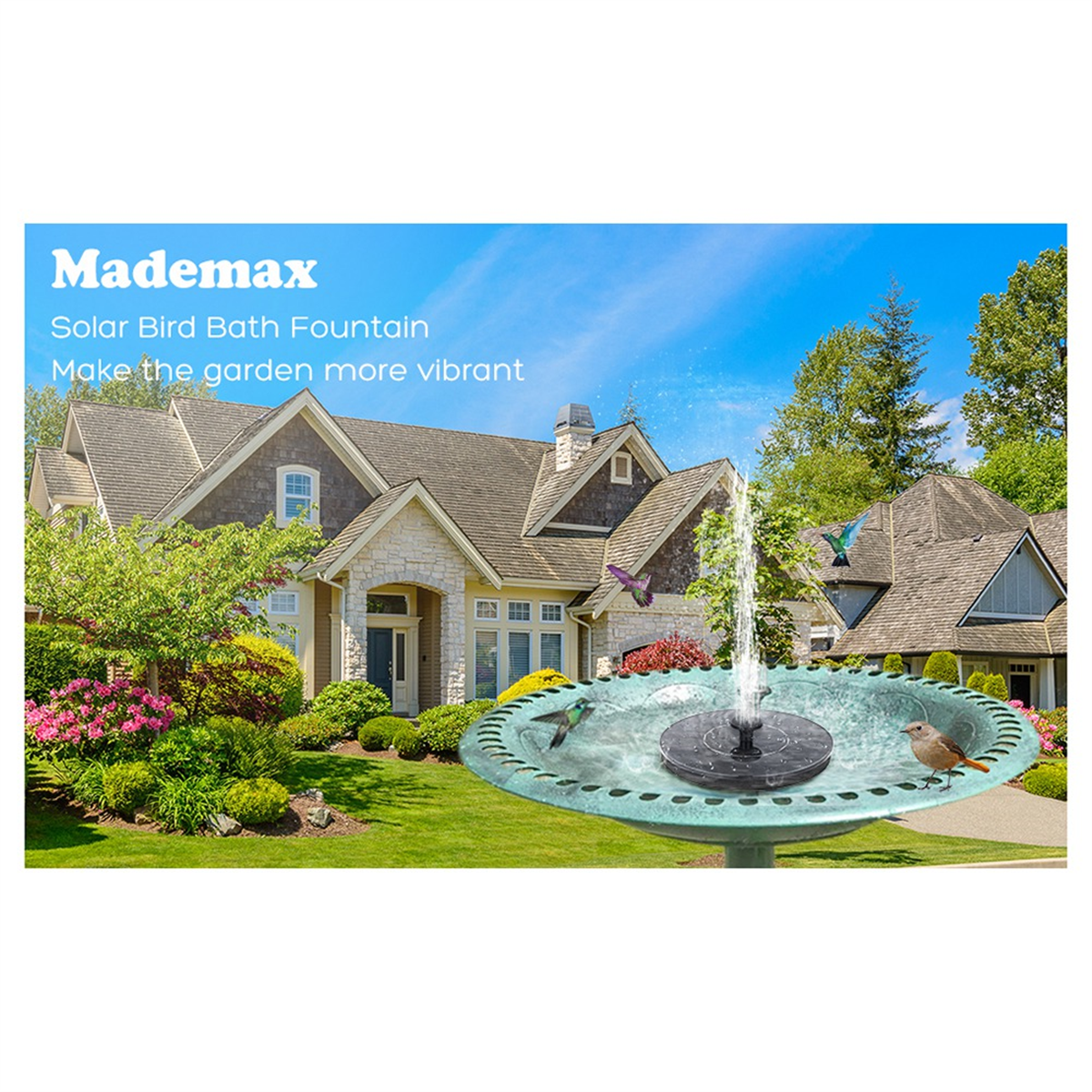 Solar Bird Bath Fountain Pump, Upgrade 3.5W Solar Fountain with 6 Nozzle, Free Standing wm58