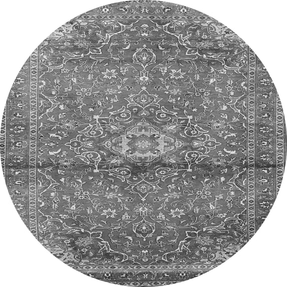 Ahgly Company Indoor Round Medallion Gray Traditional Area Rugs, 4' Round