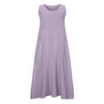 thumbnail image 4 of CEHVOM Robe Longue d'Été Décontractée pour Femme, Sans Manches, en Coton et Lin, Unie, 4 of 8