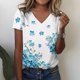 thumbnail image 1 of Camisetas con cuello en V para mujer, camiseta de flores, Top de manga corta informal suelto, camiseta divertida con patrón de rayas para mujer, camiseta informal Harajuku, 1 of 4