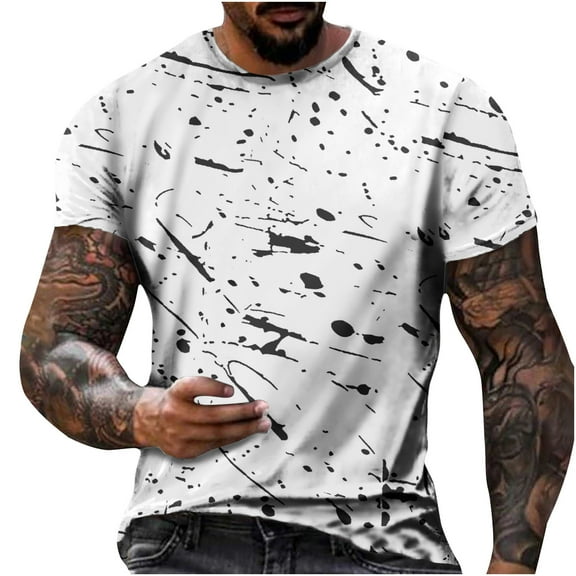 Njoeus Gym Tops Big & Tall Tops Men's Big & Tall T-Shirt Relaxed Fitted Printed Tees Tops Casual Vacation Sports Short Sleeve Round Neck Tshirt Blouses M-5Xl Mens Shirts