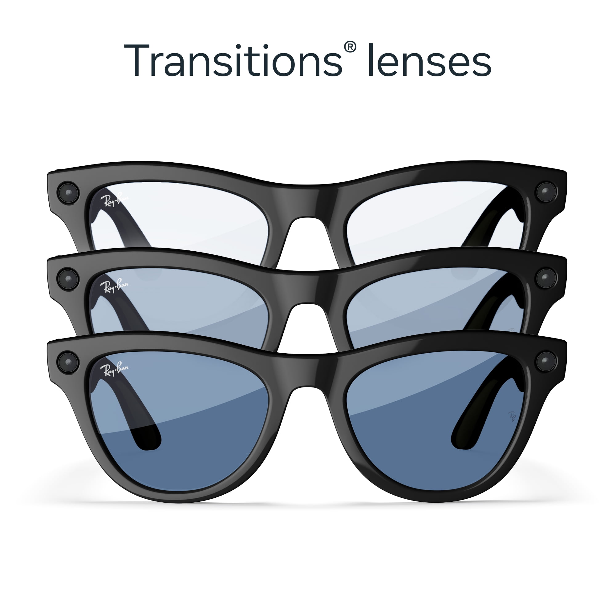 Ray-Ban Meta, Skyler Glasses with Meta AI, Audio, Photo, Video Compatibility, Shiny Black, Blue Transition, Regular Fit