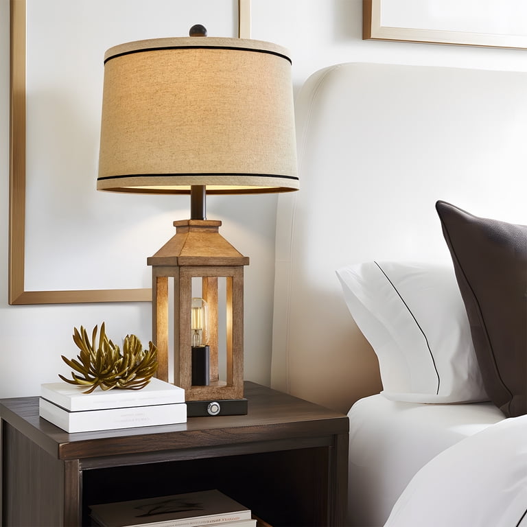 Oneach 23.75" Farmhouse Table Lamp Set of 2 with USB photo 5