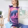 thumbnail image 4 of Fotbe Hawaiian Beach Dolphin Vestido de Dormir para Niñas de 3 a 10 Años, Mangas Cortas, Estilo Princesa, Pijama Camisón con Mangas Voladas-XX-Large, 4 of 6
