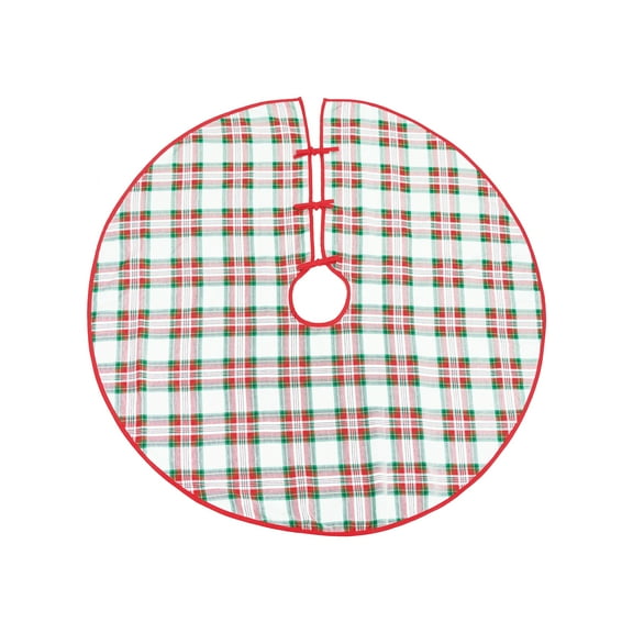 Carter Christmas Red, White & Green Plaid 100% Cotton Christmas Tree Skirt 54"