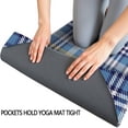 thumbnail image 3 of Blue White and Yellow Checkered Pattern Hot Yoga Mat Towel Non Slip for Hot Yoga - Quick-Drying Yoga Mat Cover with 4 Corner Pockets with Travel Bag - Hot Yoga Towel Non Slip 70"x26", 3 of 6