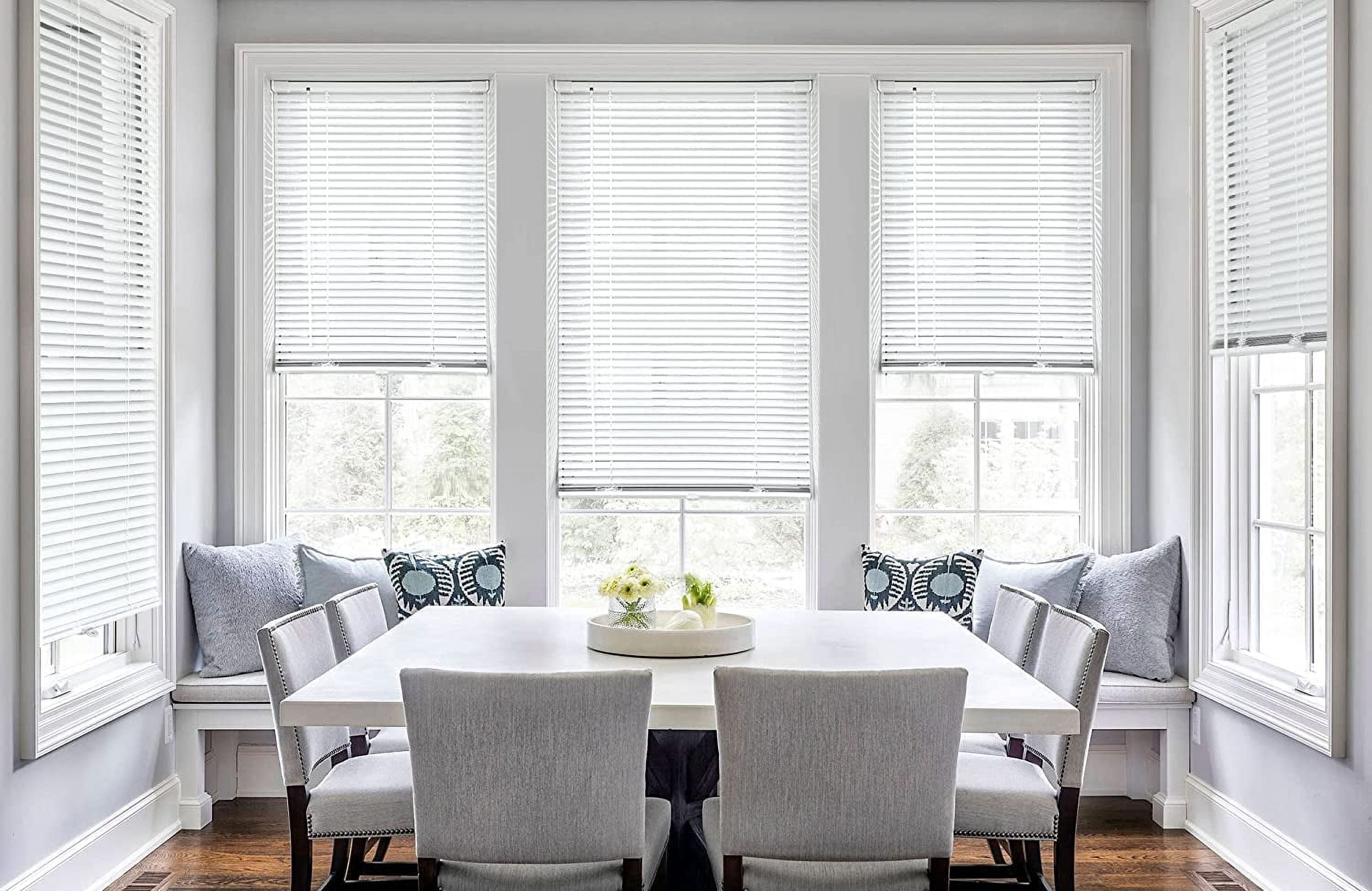 LazBlinds No Tools-No Drill 1" Aluminum Mini Blinds, Cordless Blinds for Windows, Light Filtering Horizontal Blinds and Shades for Window Size 37'' W x 48'' H, White