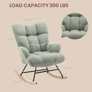 Nursery Rocking Chair Teddy, Upholstered Glider Rocker with High Backrest, Comfortable Stylish Accent Armchair with Padded Seat for Living Rooms, Bedrooms, Offices