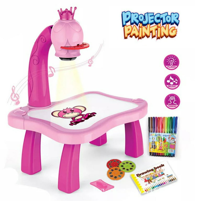 Kids Mini Led Projector Art Drawing Table Light Toy Painting Board