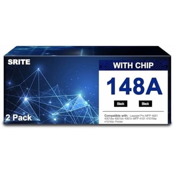 SRITE 148A Black Toner Cartridge High Yield Compatible for HP W1480A 148X W1480X for HP LaserJet Pro MFP 4101fdw 4101fdn Pro 4001dw 4001dn 4001n Printer Ink (2Pack with Chip)