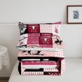 thumbnail image 4 of Country Western King Bedding Set,Tribe Geometry Aztec Comforter Set Cowboy Horse Quilt,Gothic Bull Skull Duvet Insert Cowgirl Southwestern Decor,Black Pink, 4 of 5