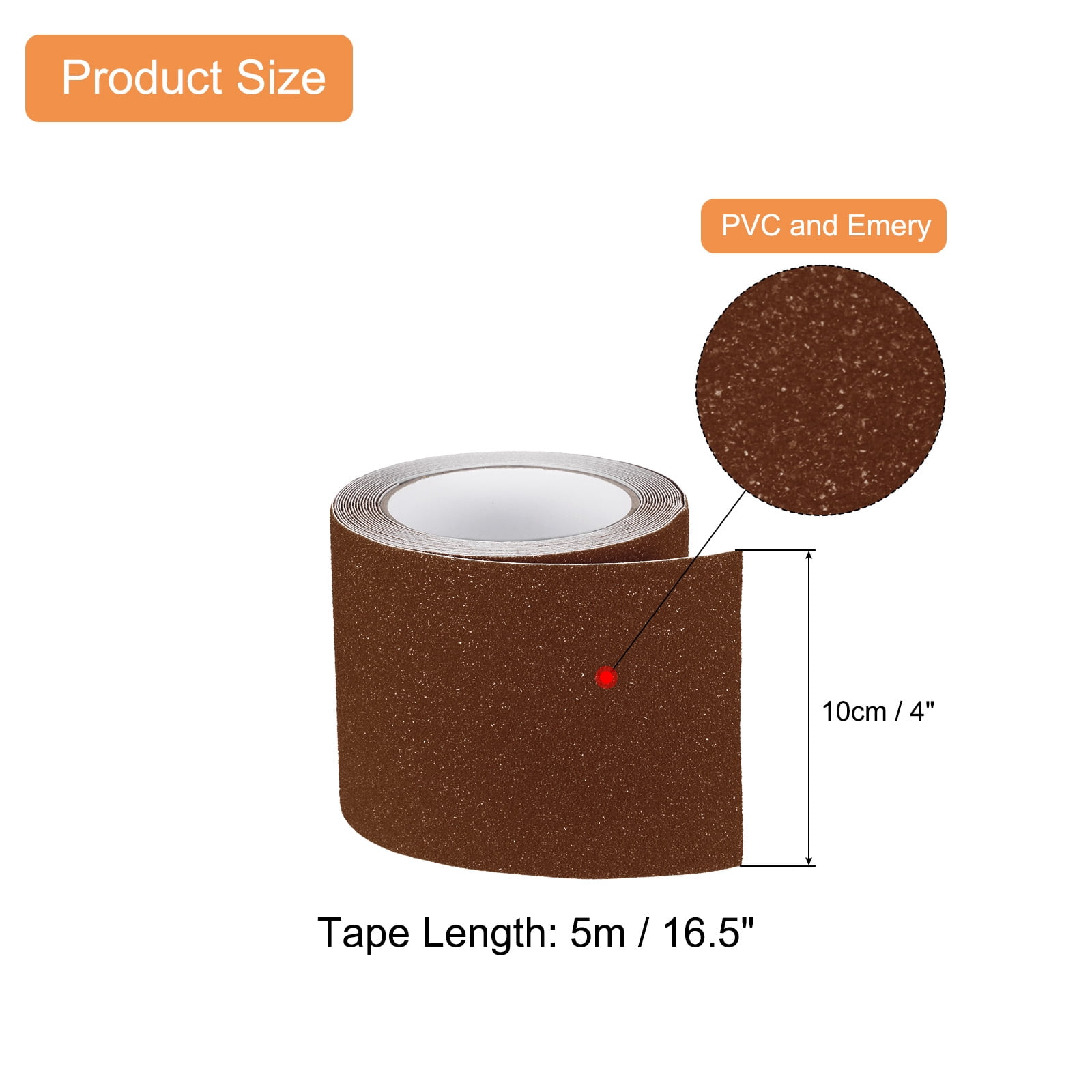Uxcell Non Skid Tape 4 in x 16.5 ft Frosted Non Slip Grid Tape Self-Adhesive Backing for Stairs Treads Brown