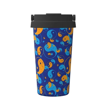 

Xecao Colorful Yin Yang Pattern Insulated Coffee Mug with Handle & Flip Thermos Mug Water Bottle Coffee Tumbler Cup