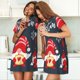 thumbnail image 4 of Fotbe Three Cute Christmas Gnomes Bata de Dormir para Mujer con Estampado, Camisón de Algodón de Manga Corta, Ropa de Dormir Casual, 4 of 6