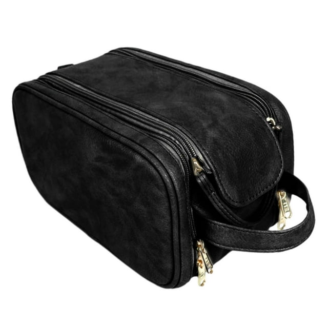 Bolsa de maquillaje Bolsa de cosméticos Bolsillos de malla Bolsa organizadora de maquillaje Bolsa de artículos de tocador de cuero PU para base Lápiz Negro Yinane Bolsas de aseo