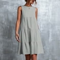 thumbnail image 2 of QLEICOM Summer Dress Savings Clearance Deals, Plus Size Casual Dresses, Women Holiday Solid Round Neck Sleeveless Party Beach Loose Dress, Beach Dress Sun Dresses Gray XXL, 2 of 6