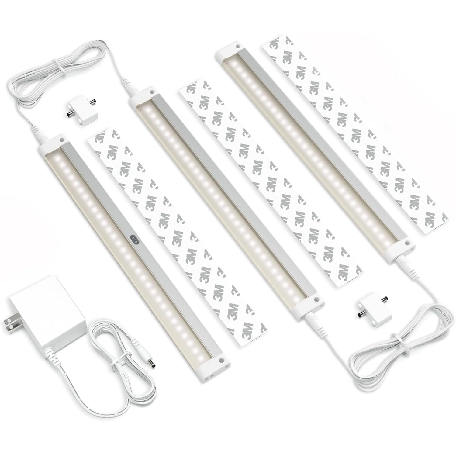 Hand Wave Activated Under Cabinet LED Lighting Kit, Dimmable, 3-Pack 12 in - Touchless Dimming Control, White Under Counter Lights for Kitchen, Garage, Office, Desk - Warm White (3000K)