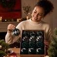 thumbnail image 5 of Flocked Christmas Ball Ornaments Set of 12, Textured Xmas Tree Baubles, Hanging Holiday Decorations for Tree Wreath Home Party Decor - Green, 5 of 7