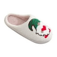 thumbnail image 2 of Busydd Christmas Slippers for Women Holiday Cozy House Slippers Winter Warm Print Fuzzy Slippers Casual Home Bedroom Indoor and Outdoor Slippers, 2 of 5