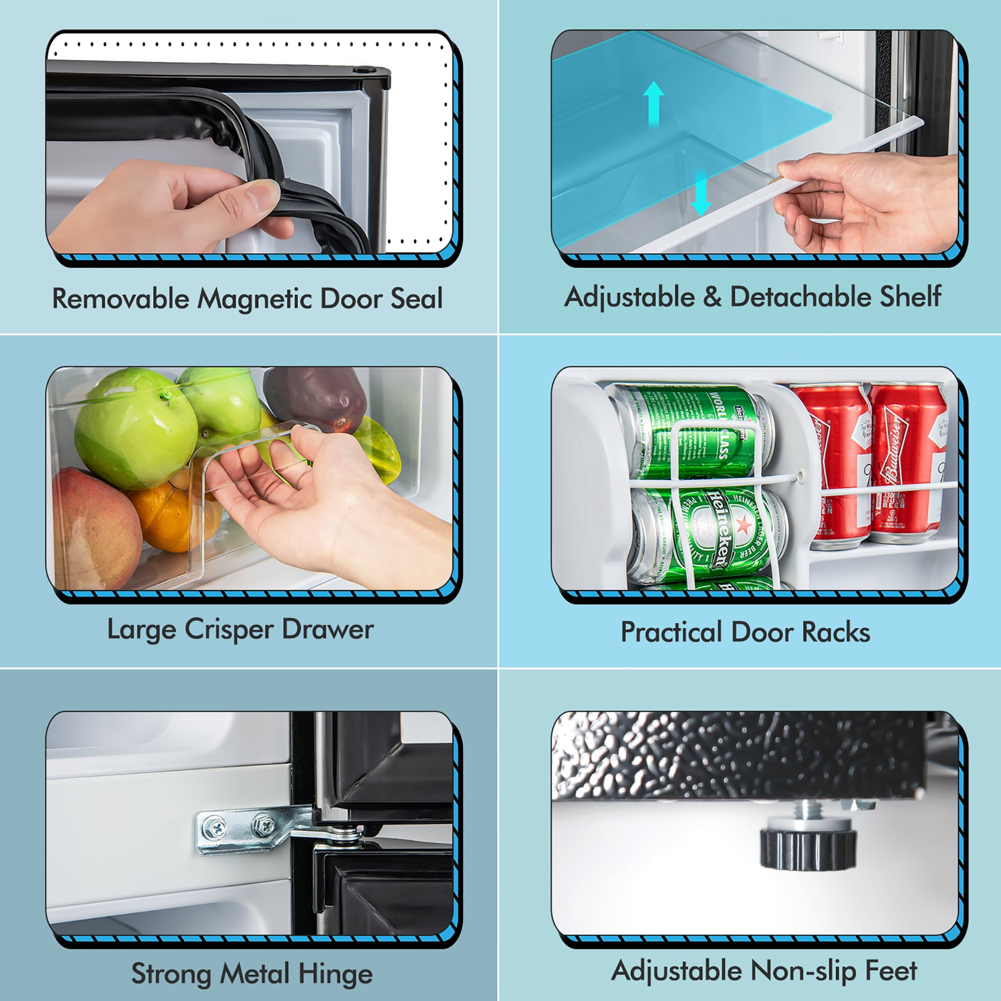 Costway FP10226US-SL Mini Refrigerator with Freezer Compact, Black and Silver, 19'' x 18'' x 33''