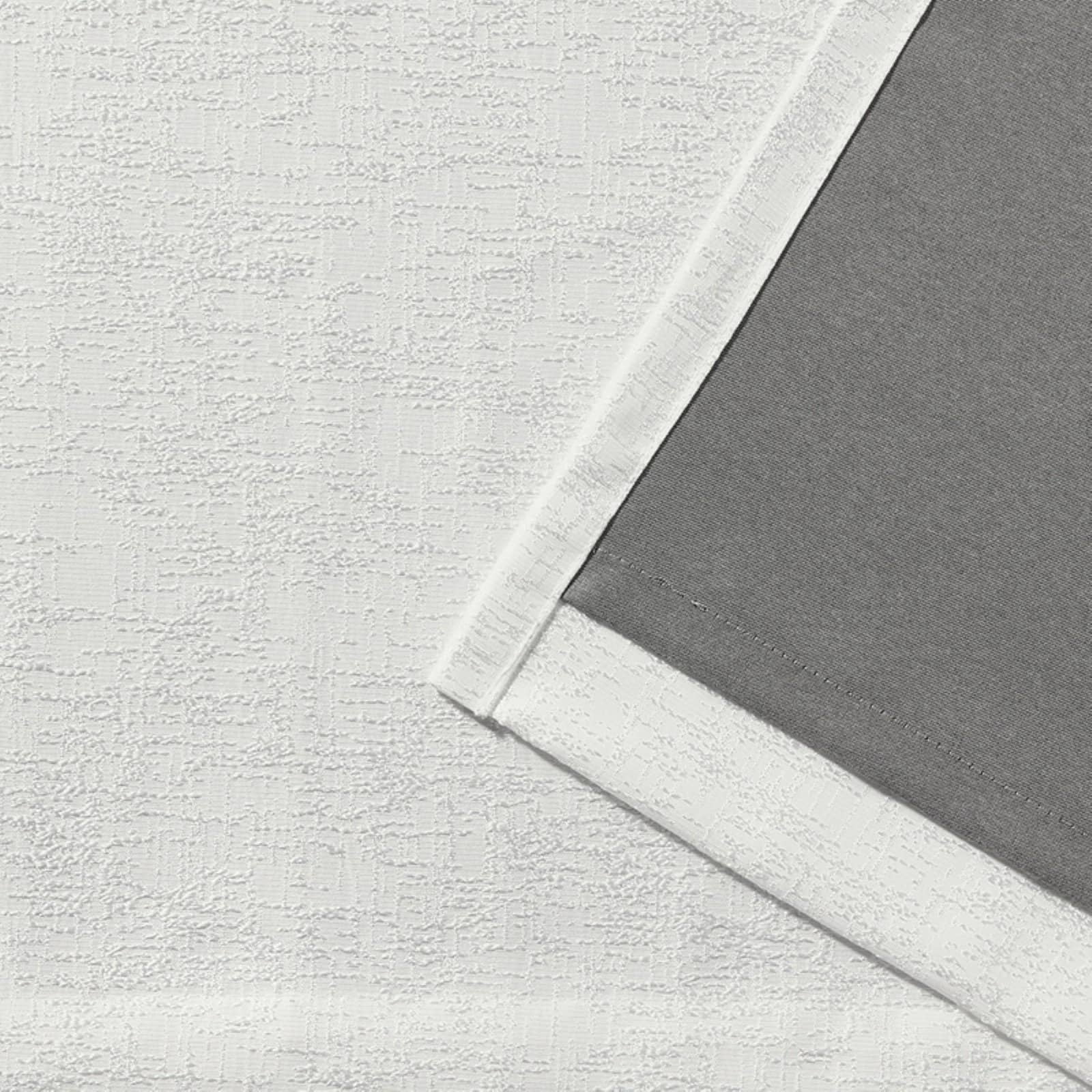 Exclusive Home Zeus Solid Textured Jacquard Blackout Hidden Tab/Rod Pocket Curtain Panel Pair, 52"x84", Winter White