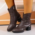thumbnail image 2 of Taqqpue Women's Ankle Boots Plus Size Round Toe Mid Heel Side Zipper Comfortable Casual Dress Booties for Women Size 5.5-11 Fashion Dress Shoes Fall Winter Footwear Casual Walking, 2 of 10
