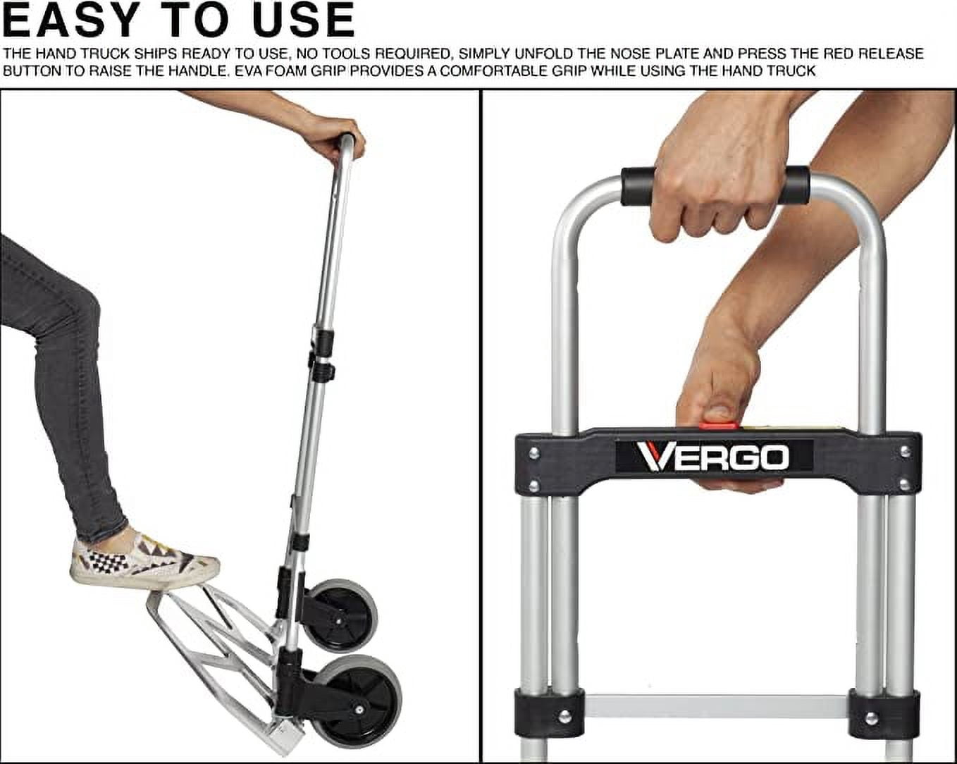 Vergo Industrial 275 lbs Capacity Folding Hand Truck Dolly (S300BT)