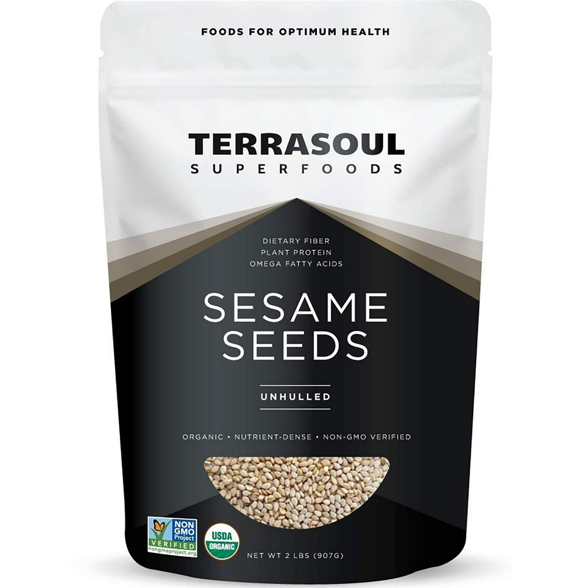 Terrasoul Superfoods Organic Unhulled Sesame Seeds, 2 Lbs - Nutty Crunch for Asian Dishes, Baking, and Homemade Tahini