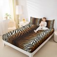 thumbnail image 4 of Homewish Chic Zebra Print Full Size Sheets,Abstract Geometric Stripes Bed Sheets,White Black Brown Sheet Sets For Adults,Breathable Home Decor,4pcs, 4 of 7