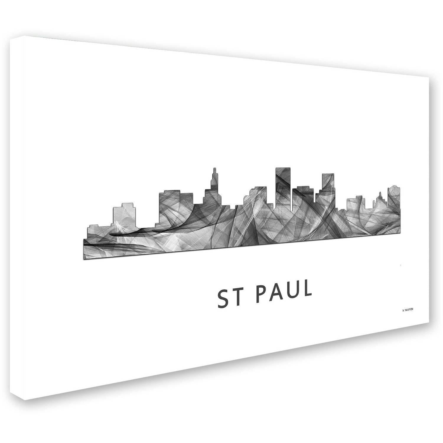 St Paul Minnesota Skyline WB-BW' Canvas Art by Marlene Watson
