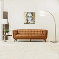 thumbnail image 2 of Allen Mid-Century Modern Tufted Back Genuine Leather Sofa in Tan, 2 of 7