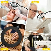 Magnifying Glass with Light and Clamp, 3 Color Modes Magnifier, Stepless Dimmable LED Magnifier Lamp with Clip, 360° Gooseneck Swivel Arm Light for Crafts, Repair Workbenches Close Works