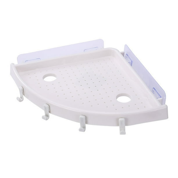 Ruiboury Corner Shelf Suction Cup Plastic Storage Rack Triangular FanShaped Handle NonMarking