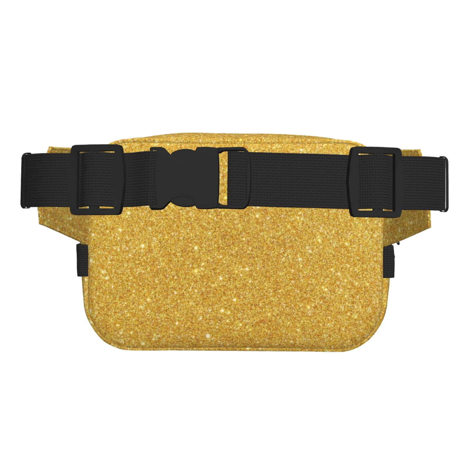 Hirioo Gold Shiny for Double Layer Waist Bag Adjustable Fanny Pack For Travel Running Hiking