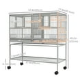 thumbnail image 3 of PawHut Divided Breeder Bird Cage with Rolling Stand Removable Tray Grey 40"H, 3 of 10